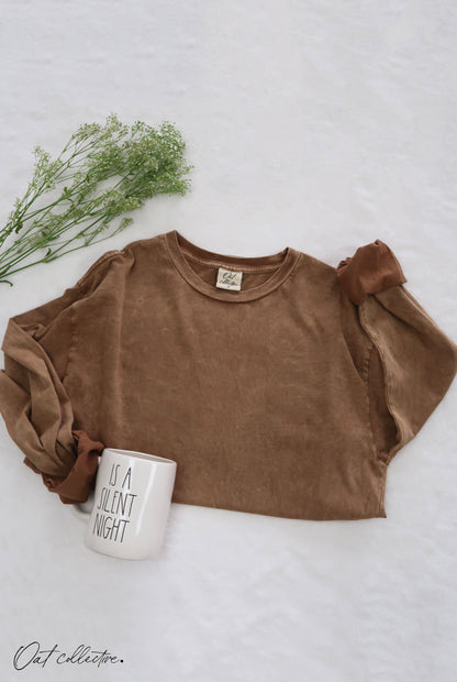 Premium Cotton Mineral Washed Long Sleeve Tee Oat Collective