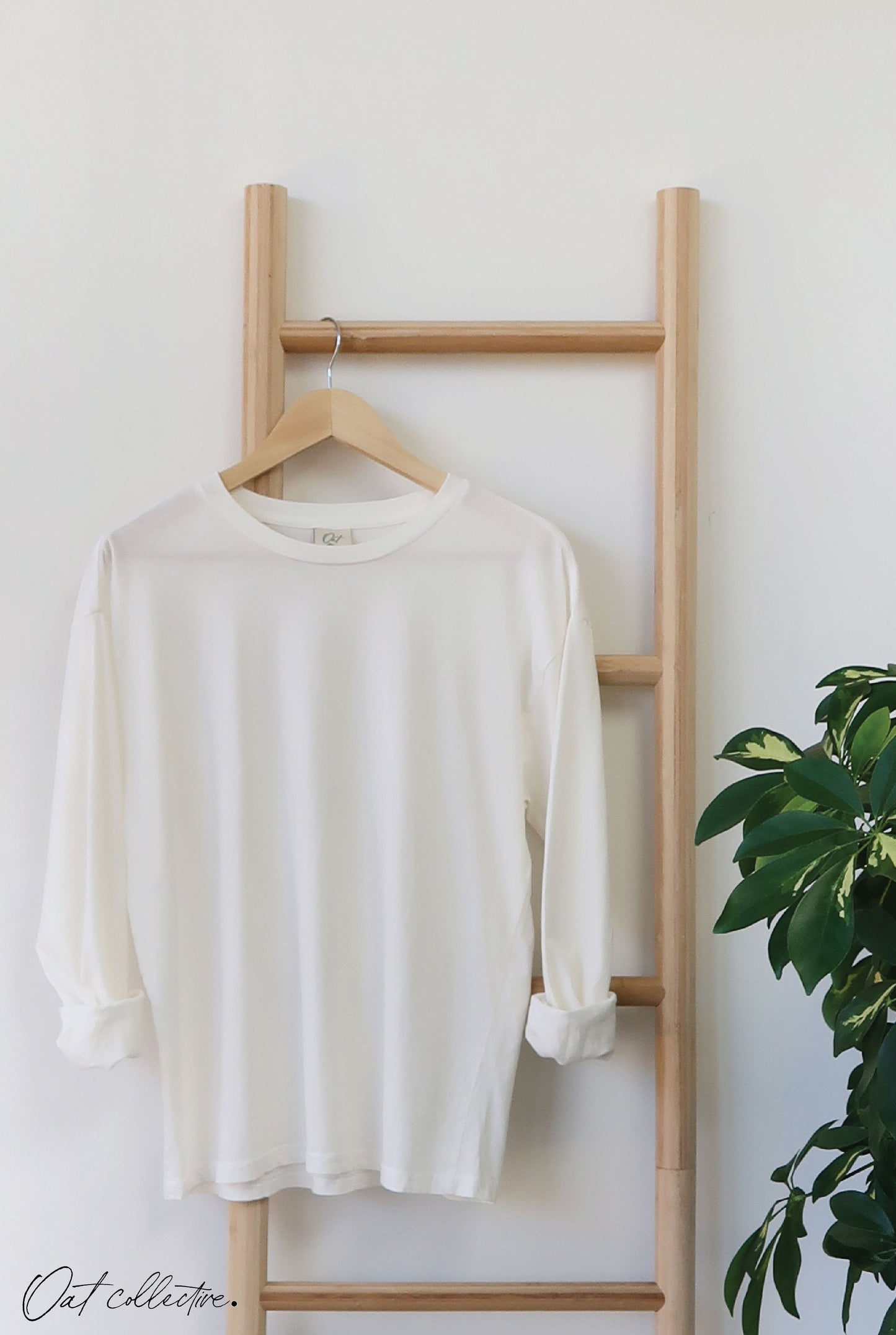 Premium Cotton Mineral Washed Long Sleeve Tee Oat Collective