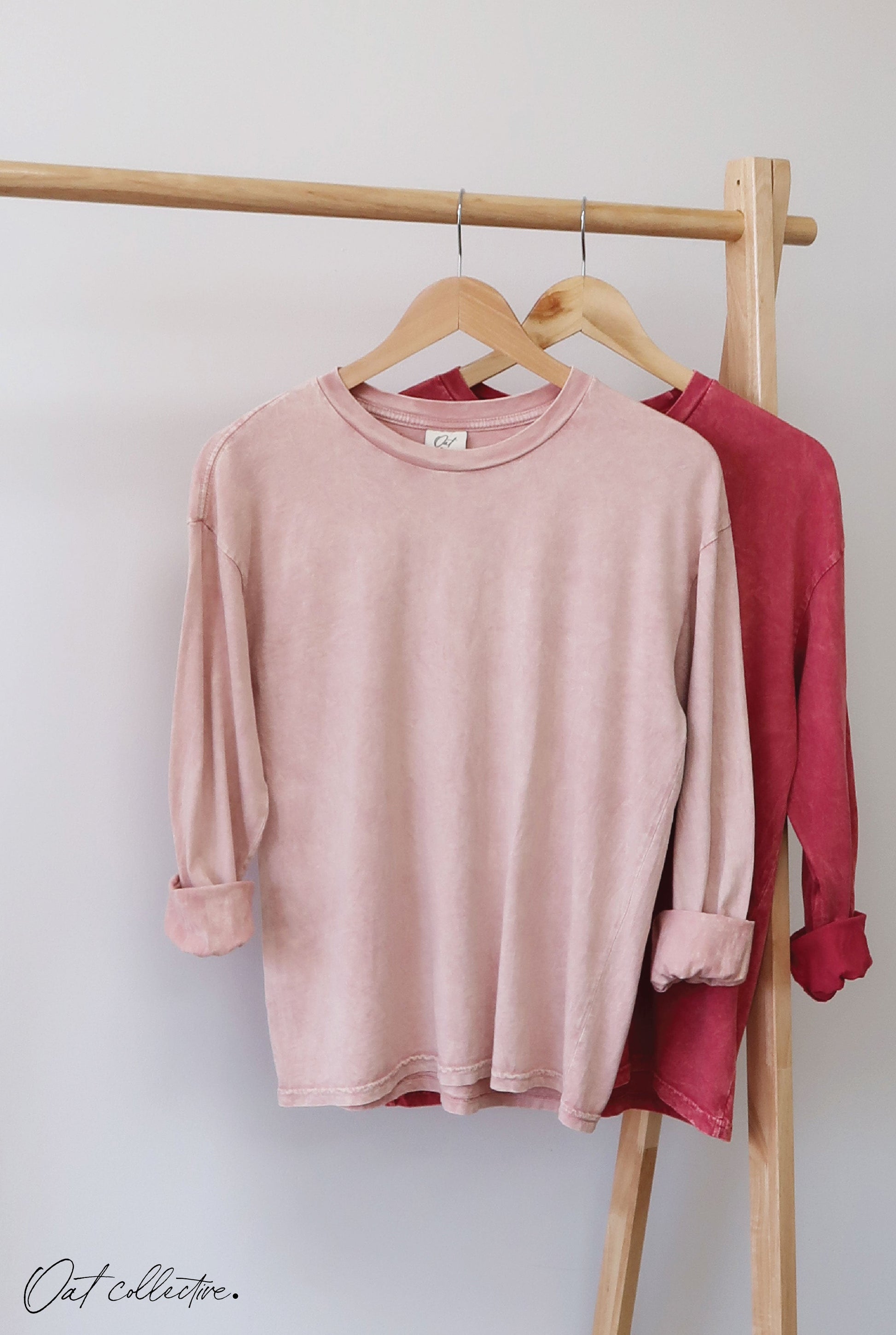 Premium Cotton Mineral Washed Long Sleeve Tee Oat Collective