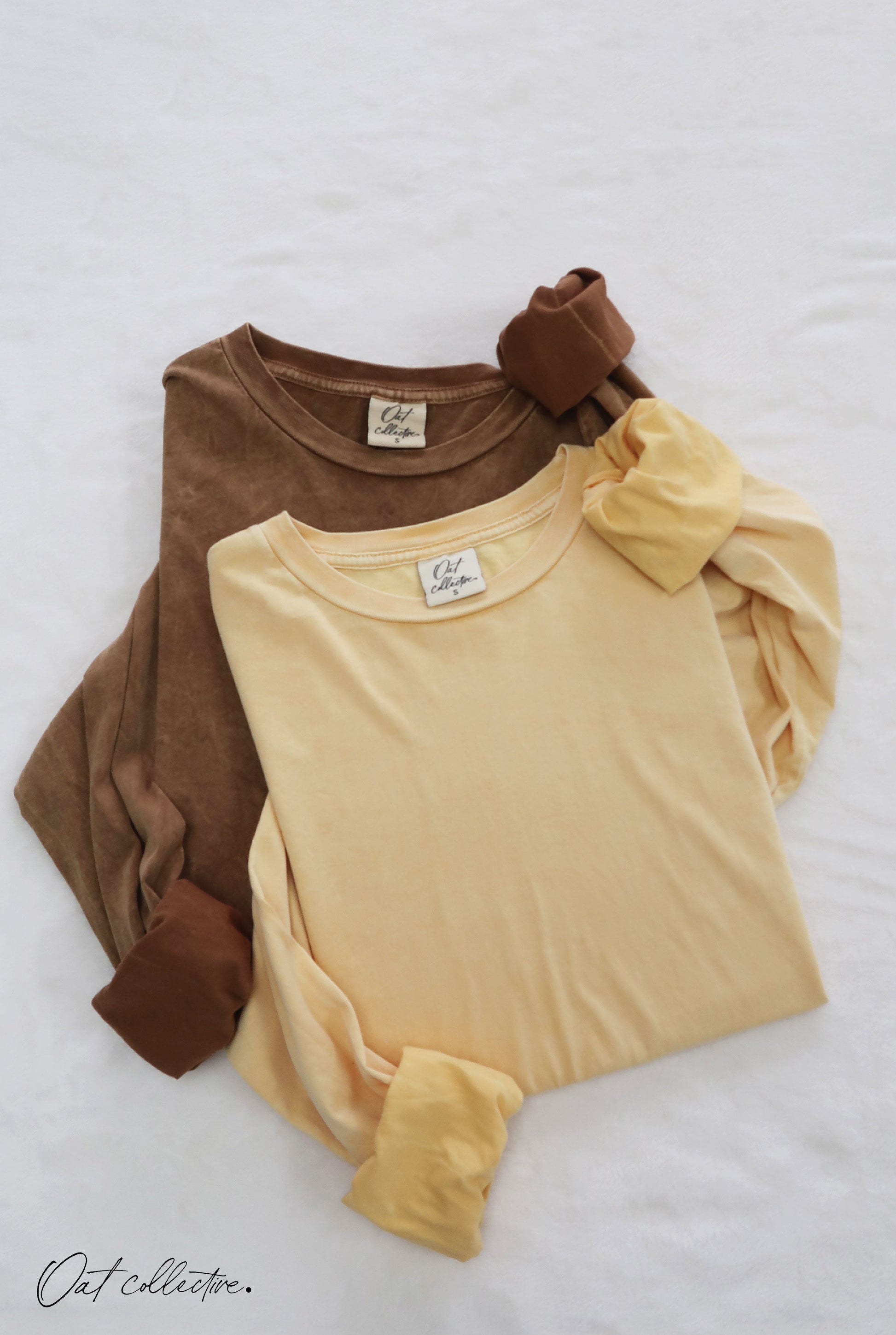 Premium Cotton Mineral Washed Long Sleeve Tee Oat Collective