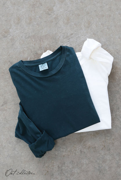 Premium Cotton Mineral Washed Long Sleeve Tee Oat Collective