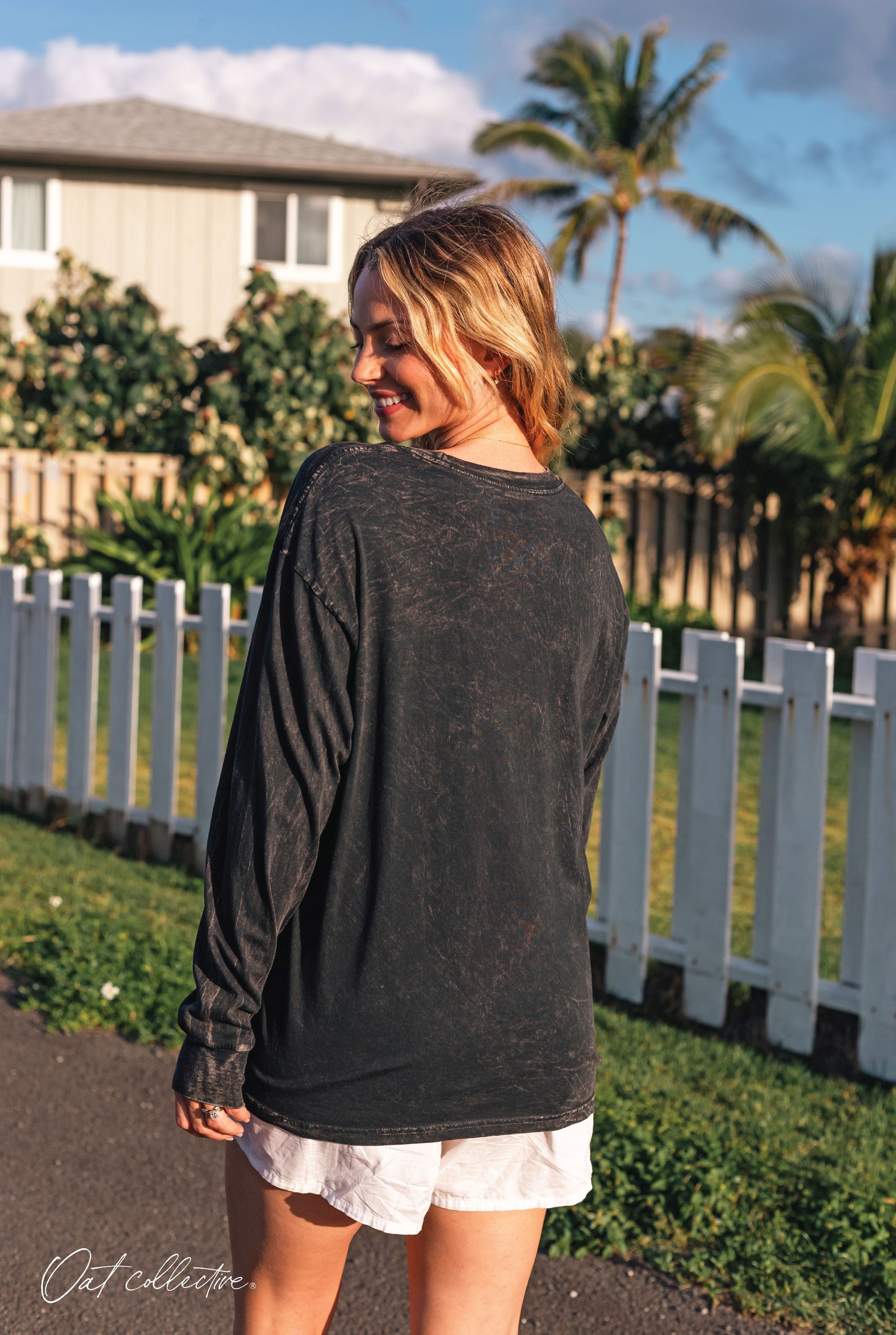 Premium Cotton Mineral Washed Long Sleeve Tee Oat Collective