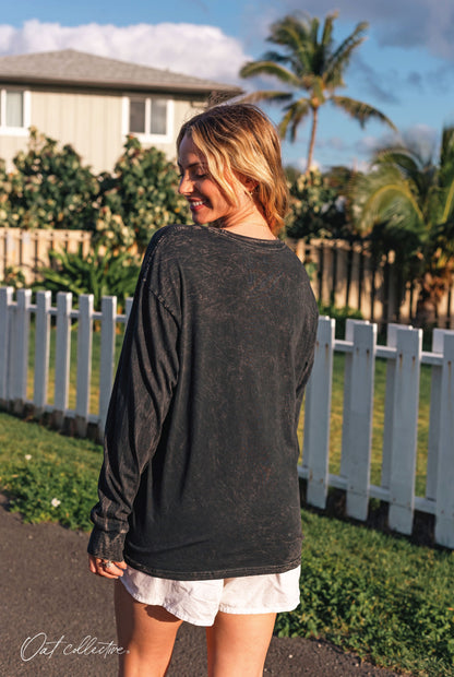 Premium Cotton Mineral Washed Long Sleeve Tee Oat Collective