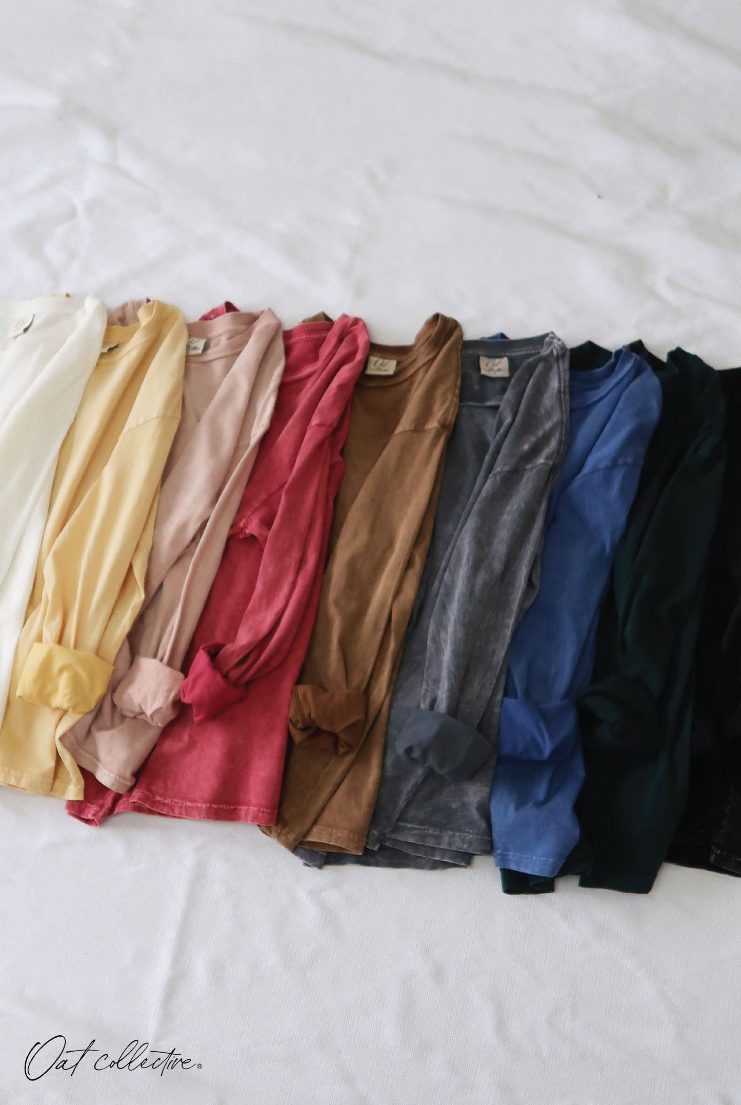 Premium Cotton Mineral Washed Long Sleeve Tee Oat Collective