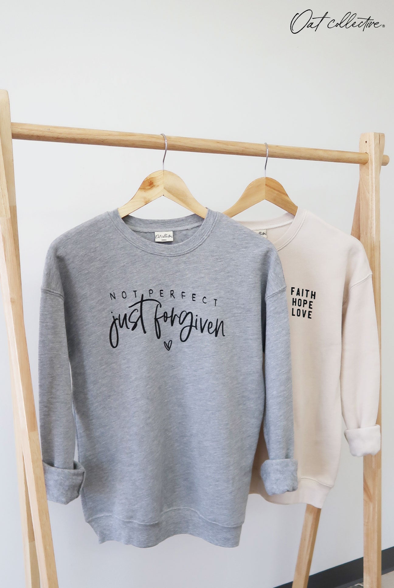 NOT PERFECT JUST FORGIVEN Graphic Sweatshirt Oat Collective