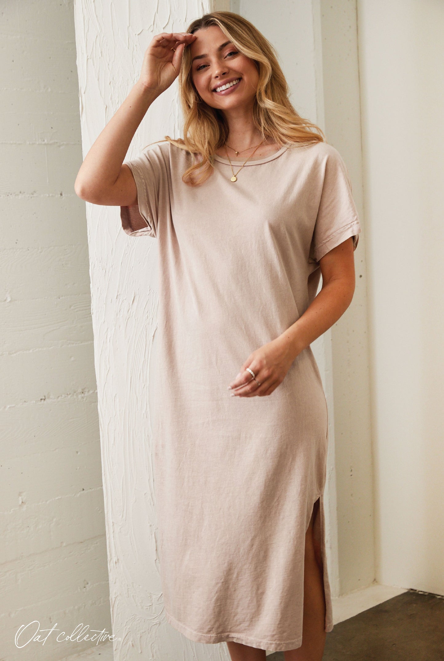 Premium Cotton Mineral Washed Casual Dress Oat Collective