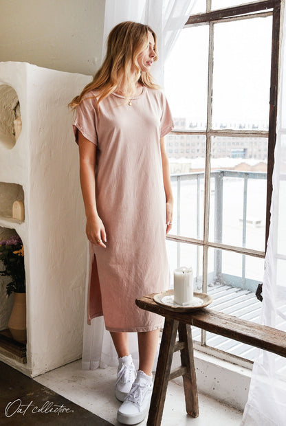 Premium Cotton Mineral Washed Casual Dress Oat Collective