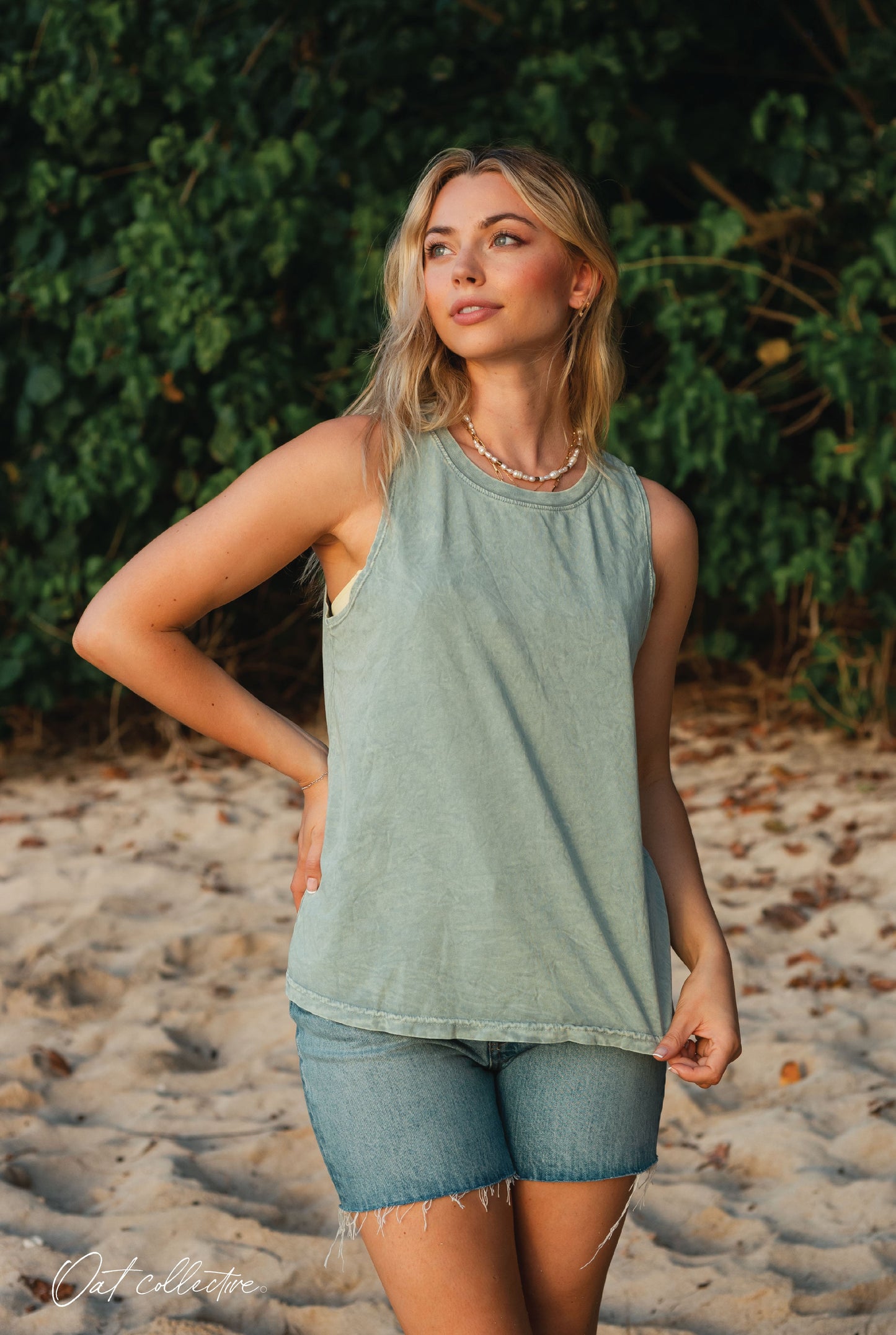 Premium Cotton Mineral Washed Tank Top Oat Collective