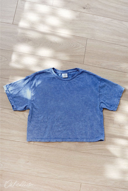 Premium Cotton Cropped Mineral Washed Tee Oat Collective