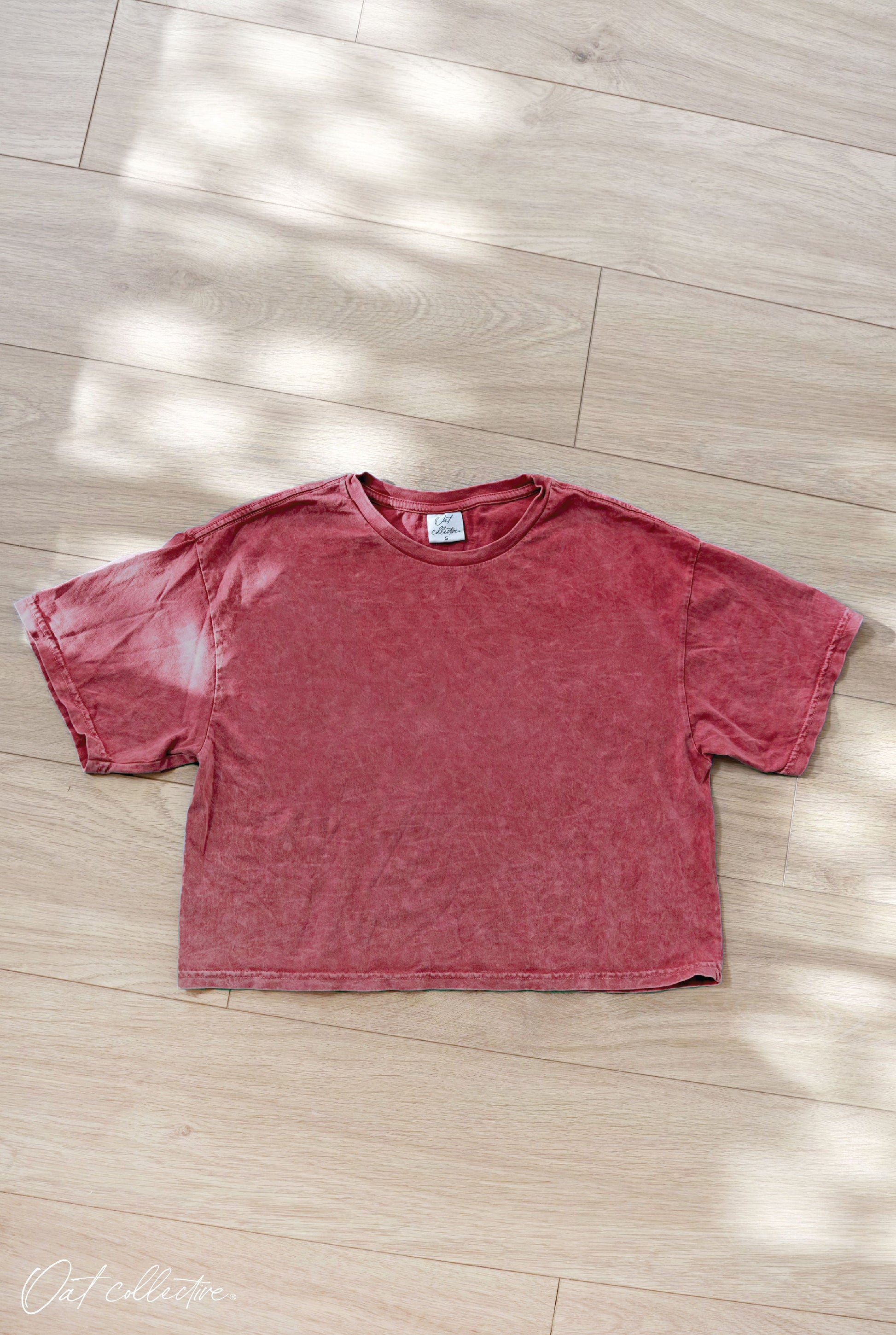 Premium Cotton Cropped Mineral Washed Tee Oat Collective