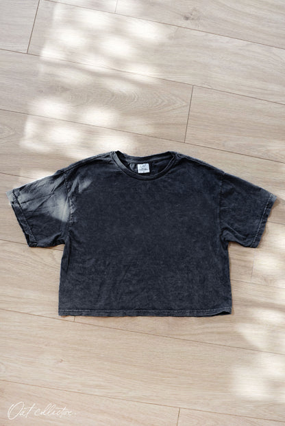 Premium Cotton Cropped Mineral Washed Tee Oat Collective