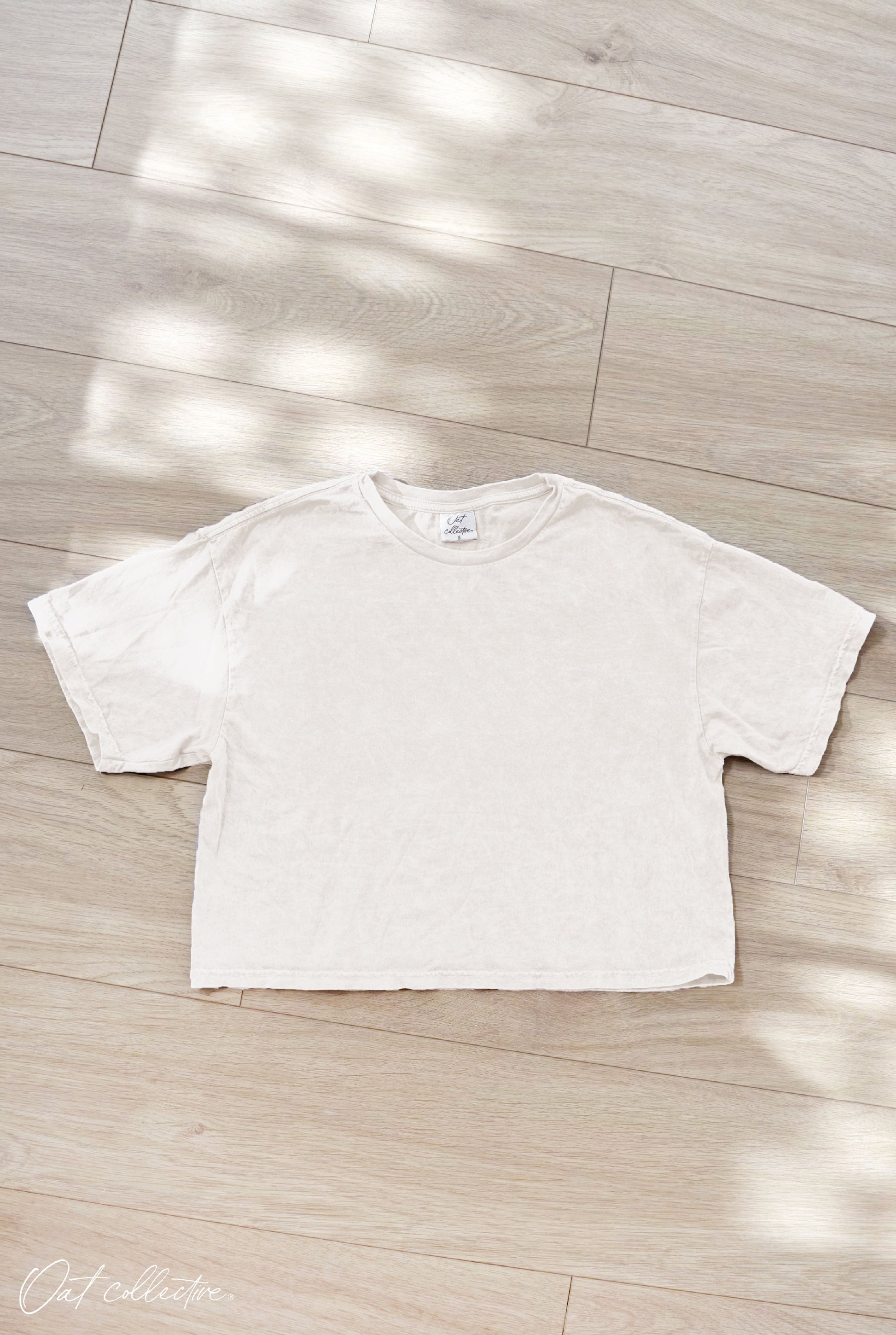 Premium Cotton Cropped Mineral Washed Tee Oat Collective