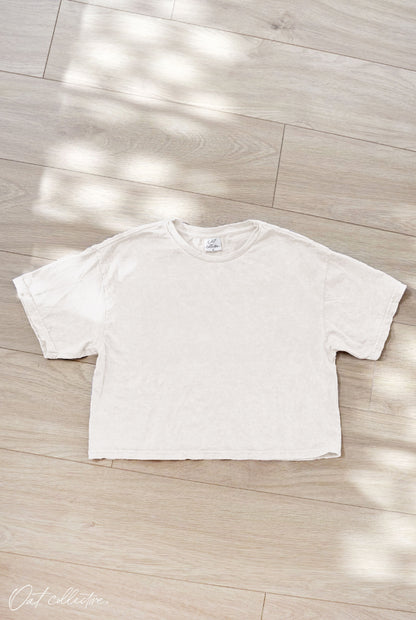 Premium Cotton Cropped Mineral Washed Tee Oat Collective