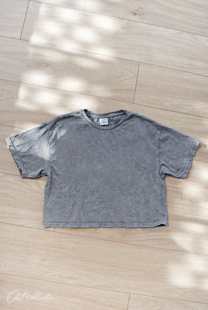 Premium Cotton Cropped Mineral Washed Tee Oat Collective