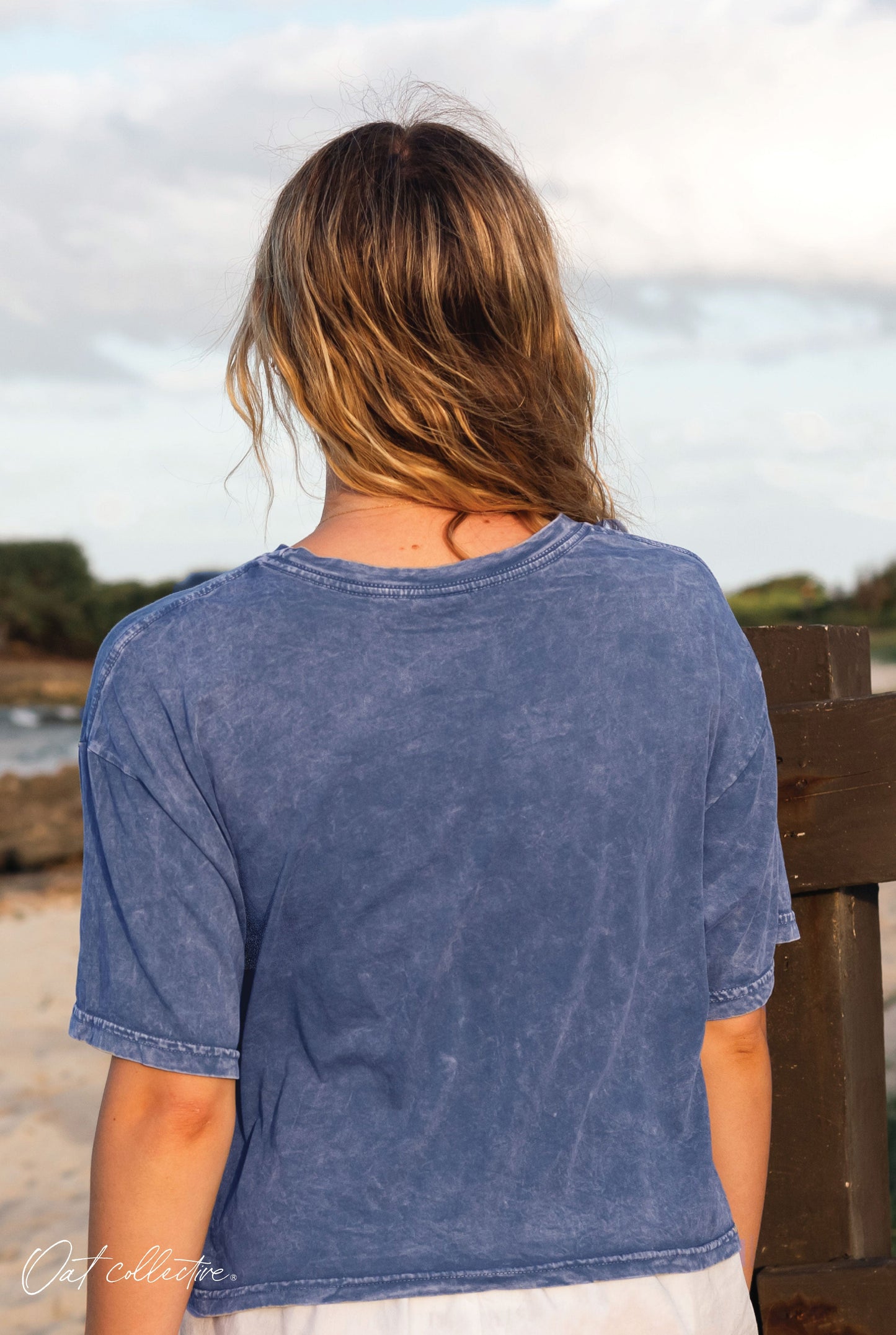 Premium Cotton Cropped Mineral Washed Tee Oat Collective