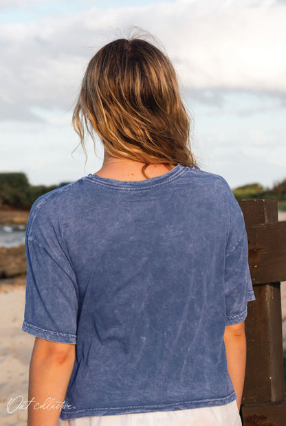 Premium Cotton Cropped Mineral Washed Tee Oat Collective