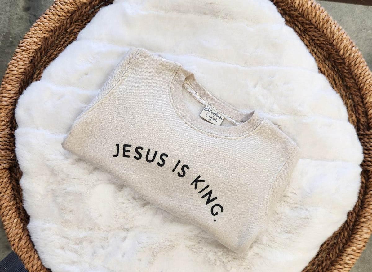JESUS IS KING Toddler Unisex Graphic Sweatshirt Oat Collective