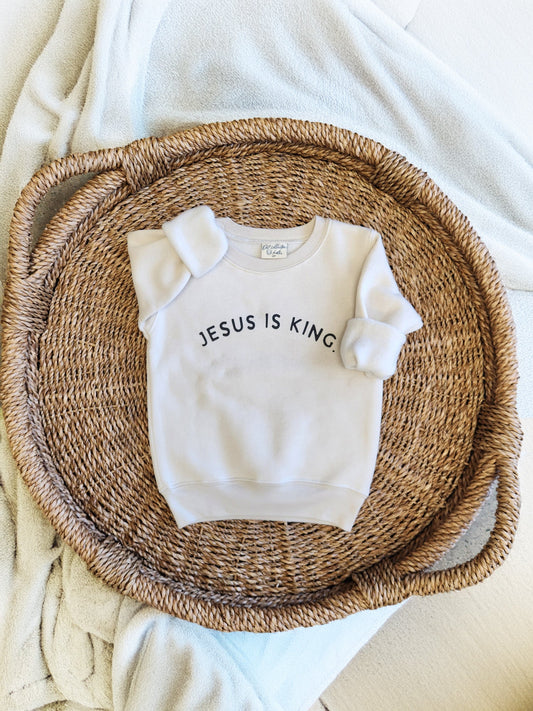 JESUS IS KING Toddler Unisex Graphic Sweatshirt Oat Collective