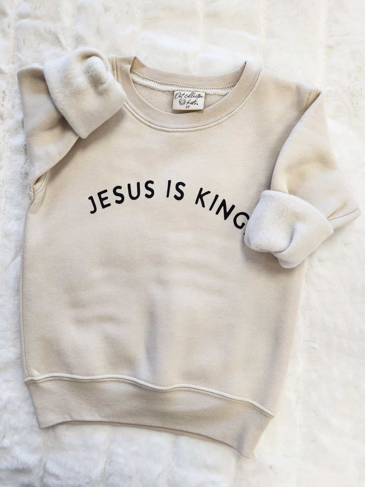 JESUS IS KING Toddler Unisex Graphic Sweatshirt Oat Collective