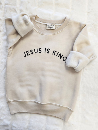 JESUS IS KING Toddler Unisex Graphic Sweatshirt Oat Collective