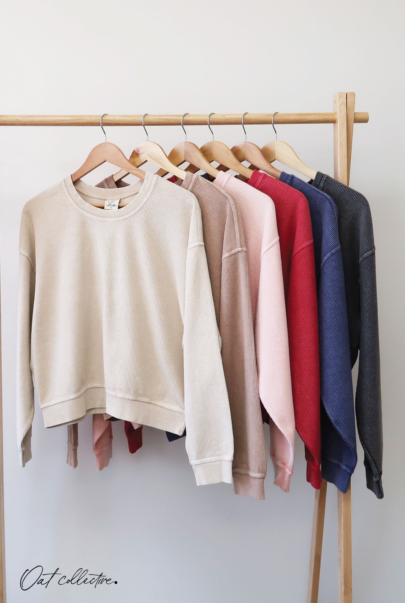 Premium Cotton Cropped Mineral Washed Thermal Pullover Oat Collective